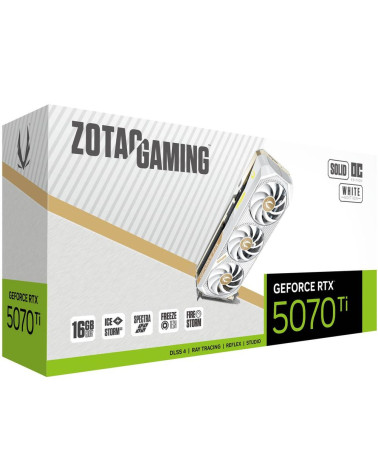 Видеокарта Zotac RTX5070Ti SOLID CORE OC WHITE ED 16GB GDD7 256bit 3xDP HDMI 3FAN PREMIUM PACK
