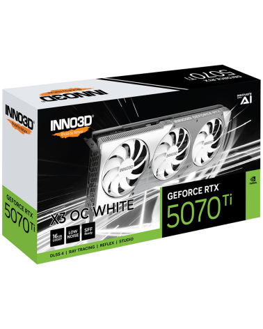 Видеокарта INNO3D RTX5070Ti ХЗ ОС WHITE 16GB GDDR7 256bit 3xDP HDMI 3FAN RTL