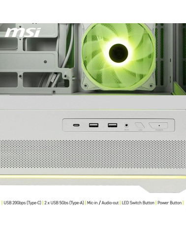 Корпус для ПК MSI MAG PANO 110R PZ WHITE, Global, 2xUSB 3.2 Gen 1, 1xUSB 3.2 Gen2 Type-C,
3x120mm ARGB Reverse Blade F