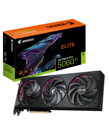 Видеокарта Gigabyte RTX5060Ti ELITE 16GB GDDR7 128bit 3xDP HDMI 3FAN RTL