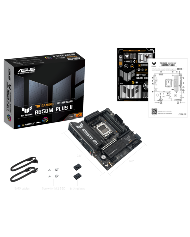 Материнская плата ASUS TUF GAMING B850M-PLUS II AM5 mATX 4хDDR5 PCIEx16 PCIEx1 USB-C DP HDMI 3xM.2 2.5GLAN
