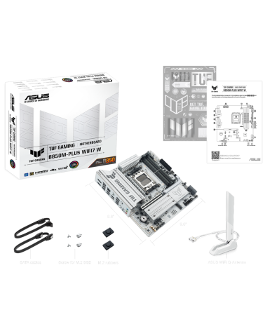 Материнская плата ASUS TUF GAMING B850M-PLUS WIFI7 W AM5 mATX 4xDDR5 PCIEx16 PCIEx1 3xM.2 USB-C DP HDMI 2.5GLAN WiFi 7