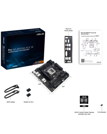 Материнская плата ASUS PRO WS B850M-ACE SE AM5 ATX 4xDDR5 2xPCIEx16 2xM.2 2хUSB-C DP HDMI VGA 10GLAN 2.5GLAN