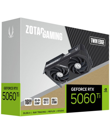 Видеокарта Zotac RTX5060Ti TWIN EDGE 16GB GDDR7 128bit 3xDP HDMI 2FAN MEDIUM PACK