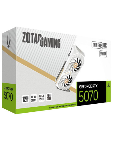 Видеокарта Zotac RTX5070 TWIN EDGE OC WHITE ED 12GB GDDR7 192bit 3xDP HDMI 2FAN PREMIUM PACK