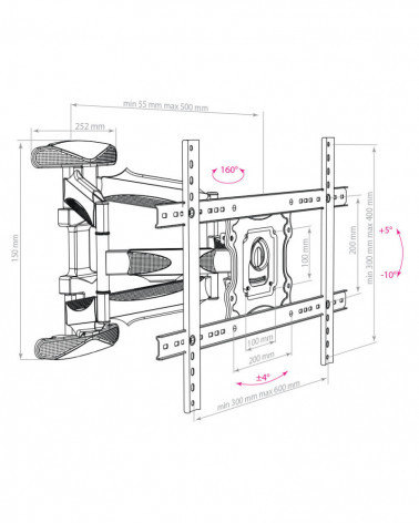 Arm Media COBRA-60 черный кронштейн на стену для ТВ 32"-65"