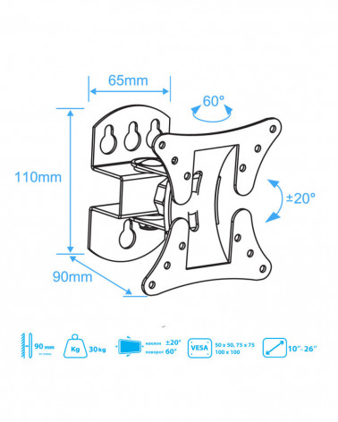 ARM MEDIA LCD-101 BLACK Настенный кронштейн для LED/LCD телевизоров