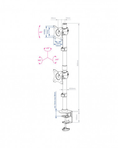 ARM MEDIA LCD-T43 BLACK Настольный кронштейн для мониторов