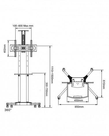 ARM MEDIA PT-STAND-12 Мобильная стойка