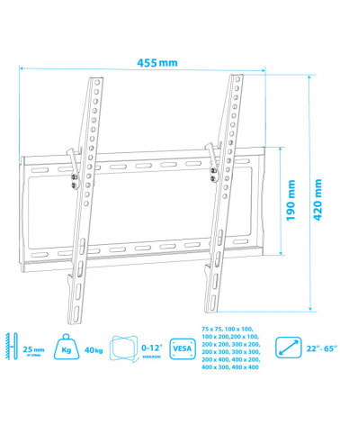 Arm Media STEEL-4 черный кронштейн на стену для ТВ 22"-65"