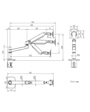 K241 (XSJ8012C ) Кронштейн настольный для мониторов 17"-32"