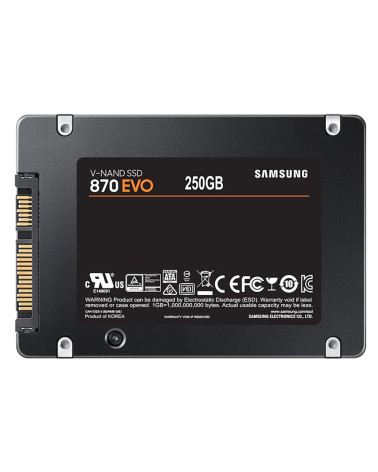 Твердотельный накопитель SSD 2.5" 250GB Samsung 870 EVO Client SSD MZ-77E250B/AM SATA 6Gb/s, 560/530, IOPS 98/88K, MTBF 1.5M 3D 