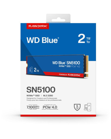 Твердотельный накопитель SSD Western Digital M.2 2280 2TB Green SN5100 WDS200T5B0E PCIe Gen4 x4, 7100MBs/6700MBs, TBW 900