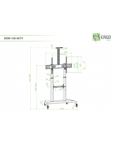 ErgoFount BSM-100-06TV Мобильная стойка с регулировкой высоты для дисплея диагональю 60–100''