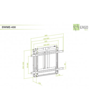 ErgoFount BWME-400 Настенное крепление с изменяемой высотой для дисплея диагональю 37–55', черное