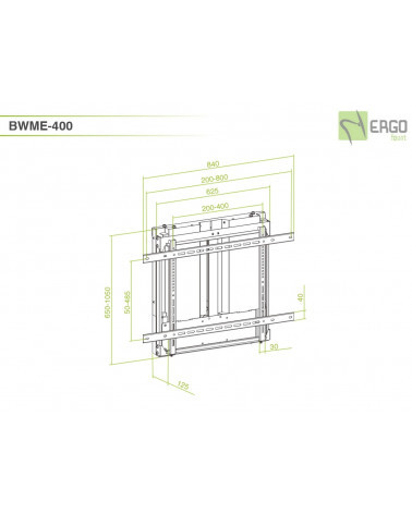 ErgoFount BWME-400 Настенное крепление с изменяемой высотой для дисплея диагональю 37–55', черное