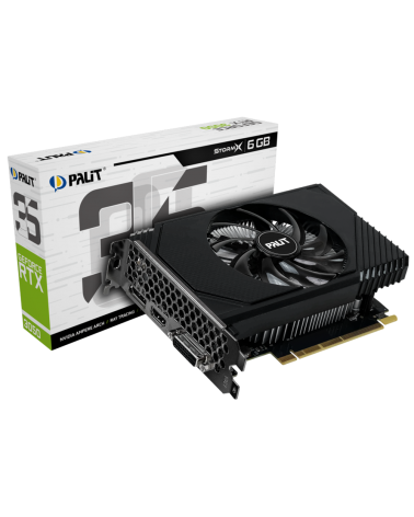Видеокарта Palit RTX3050 STORMX 6GB GDDR6 96bit DVI DP HDMI 1FAN ITX RTL