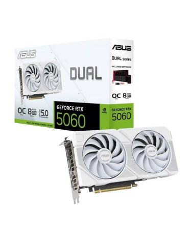 Видеокарта ASUS RTX5060 DUAL OC WHITE 8GB GDDR7 128bit 3xDP HDMI 2FAN RTL (DUAL-RTX5060-O8G-WHITE)