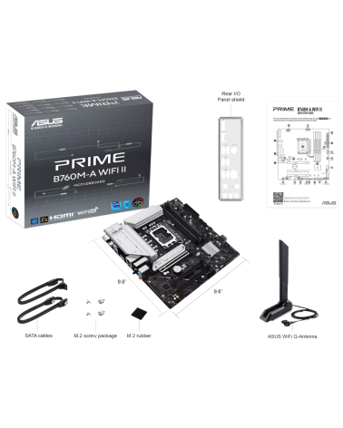Материнская плата ASUS PRIME B760M-A WIFI II LGA1700 mATX 4xDDR5 3xPCIEx16 2xM.2 DP 2xHDMI 2.5GLAN Wi-Fi 6
