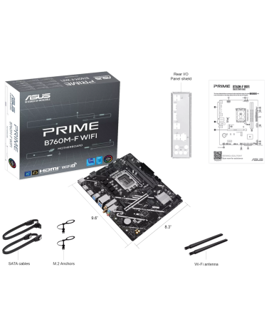 Материнская плата ASUS PRIME B760M-F WIFI LGA1700 mATX 2xDDR5 PCIEx16 PCIEx1 2xM.2 DP HDMI GLAN Wi-Fi 6