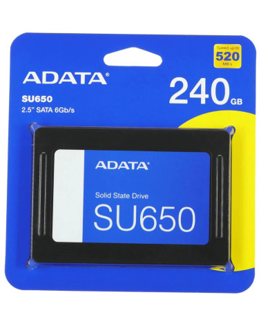 Твердотельный накопитель SSD ADATA SU650 ASU650SS-240GT-R 240GB 2.5" Client SATA 6Gb/s, 520/450, IOPS 40/75K, MTBF 2M, 3D NAND, 