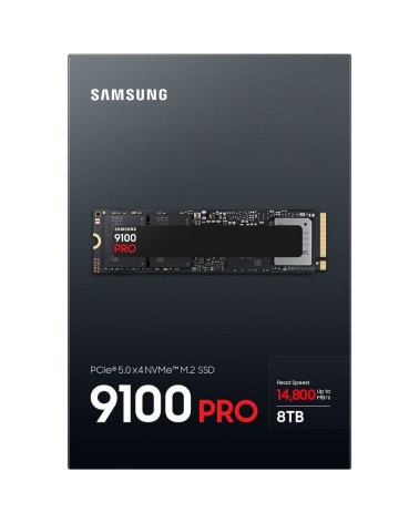 Твердотельный накопитель SSD Samsung M.2 2280 8TB 9100 PRO Black Client SSD PCIe Gen5x4 with NVMe, 14800/13400, MTBF 1.5M, 3D NA