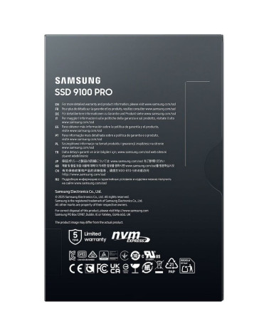 Твердотельный накопитель SSD Samsung M.2 2280 8TB 9100 PRO Black Client SSD PCIe Gen5x4 with NVMe, 14800/13400, MTBF 1.5M, 3D NA