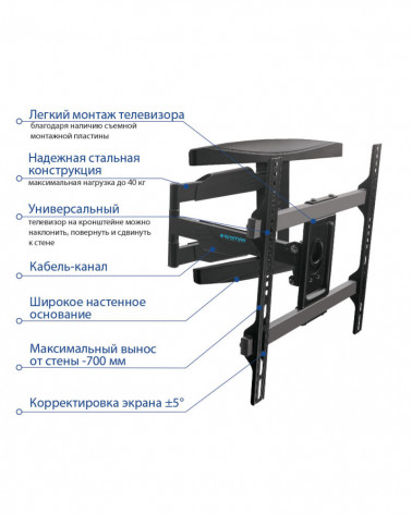 KROMAX ATLANTIS-60 BLACK настенный кронштейн для LED/LCD телевизоров