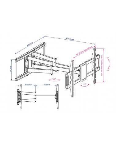 Kromax ATLANTIS-70 black кронштейн на стену для ТВ 40"-75"