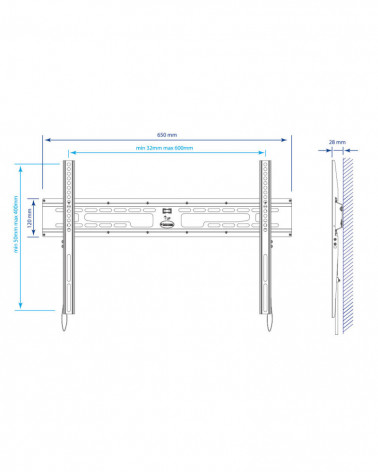 Kromax FLAT-1 black кронштейн на стену для ТВ 32"-90"
