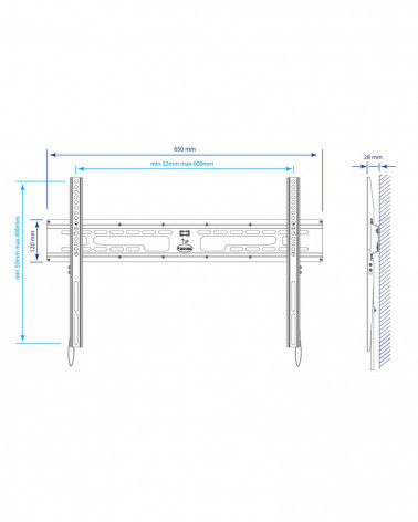 Kromax FLAT-1 black кронштейн на стену для ТВ 32"-90"