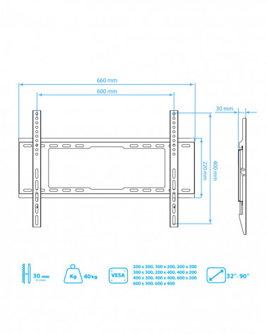 Kromax IDEAL-101 черный кронштейн на стену для ТВ 32"-90"