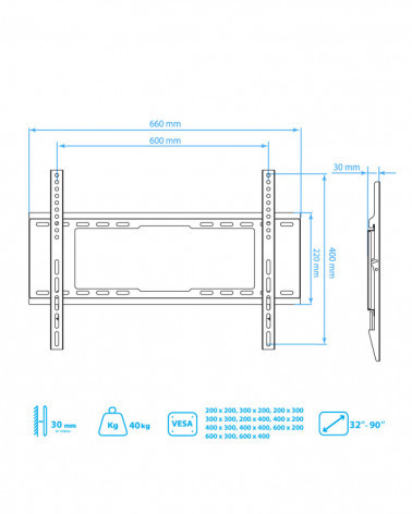 Kromax IDEAL-101 черный кронштейн на стену для ТВ 32"-90"