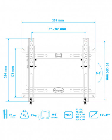 Kromax IDEAL-6 white кронштейн на стену для ТВ 15"-47