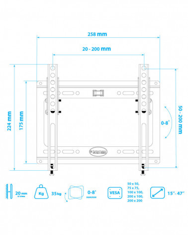 Kromax IDEAL-6 white кронштейн на стену для ТВ 15"-47