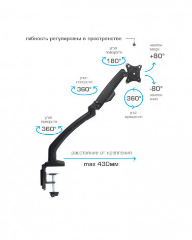 KROMAX OFFICE-8 кронштейн настольный для мониторов