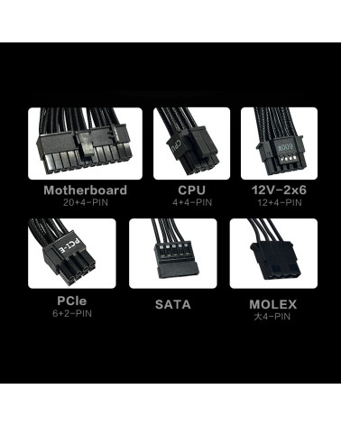 Блок питания PHANTEKS AMP BH 750W (80 Plus Bronze, ATX 3.1, PCIe 5.1, DC-DC, APFC, 120mm Fan, Japanese main capacitors, Black) /