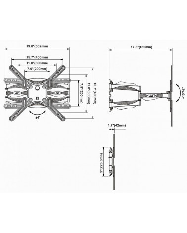 ONKRON M5 чёрный, наклонно-поворотный кронштейн для ТВ 37"-70"