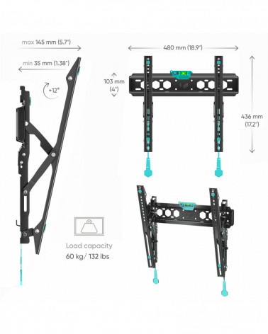 ONKRON TM5 / SN14 чёрный кронштейн на стену для ТВ 32"-65"