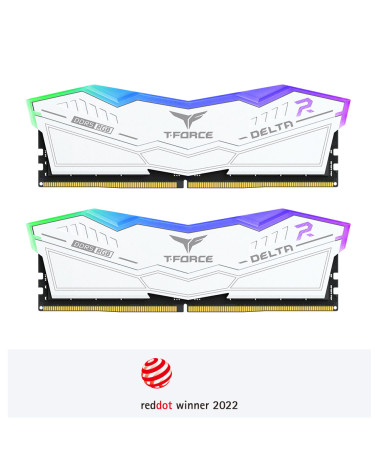 Модуль памяти DDR5 TEAMGROUP T-Force Delta RGB 32GB (2x16GB) 6000MHz CL38 (38-46-46-84) 1.35V / FF4D532G6000HC38JDC01 / White