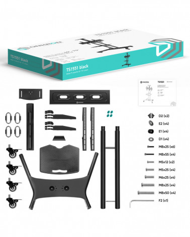 ONKRON TS1551 black мобильная стойка для ТВ 40"-70"