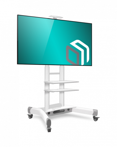 ONKRON TS1552 белая мобильная стойка для ТВ 40"-70" с двумя полками, макс 45.5 кг