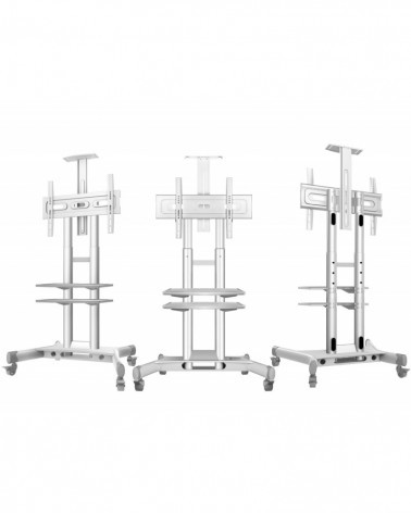 ONKRON TS1552 белая мобильная стойка для ТВ 40"-70" с двумя полками, макс 45.5 кг