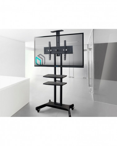 ONKRON TS1552 чёрная мобильная стойка для ТВ 40"-70" с двумя полками, макс 45.5 кг