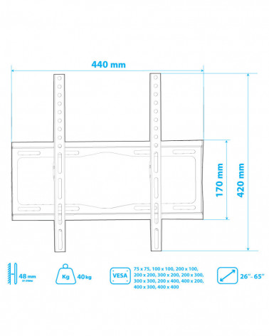 TUAREX OLIMP-113 BLACK настенный кронштейн для LED/LCD телевизоров 26"-65"