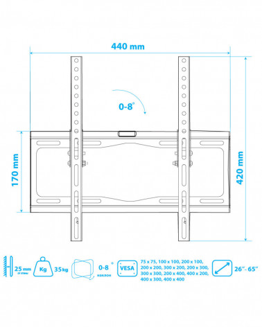 TUAREX OLIMP-114 BLACK настенный кронштейн для LED/LCD телевизоров 26"-65"