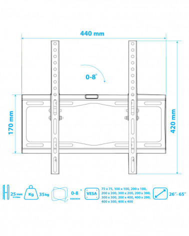 TUAREX OLIMP-114 BLACK настенный кронштейн для LED/LCD телевизоров 26"-65"