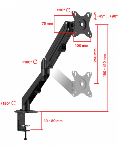 Uniteki FMGT81 кронштейн для монитора на стол, диагональ 17-32 дюймов