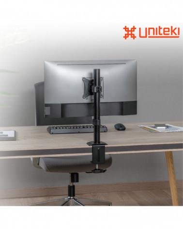UNITEKI FMT71 чёрный, кронштейн для монитора к столу на струбцине, наклонно-поворотный, диагональ 17-34 дюйма