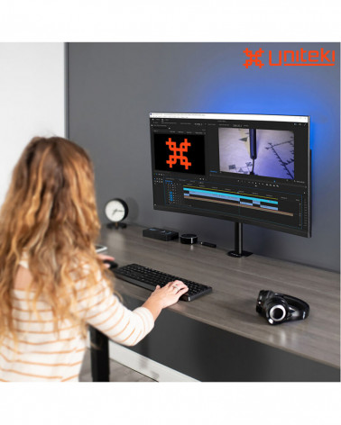 UNITEKI FMT71 чёрный, кронштейн для монитора к столу на струбцине, наклонно-поворотный, диагональ 17-34 дюйма